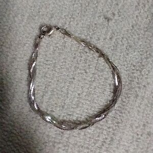 Braided silvertone chain bracelet